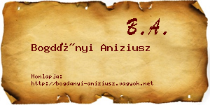 Bogdányi Aniziusz névjegykártya